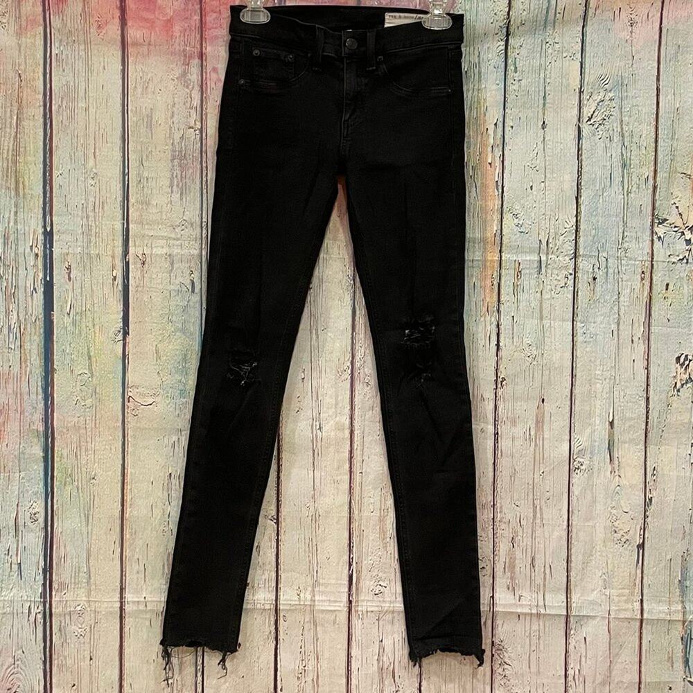 Rag & Bone Legging Jean Womens 25 Black Distressed Denim Goth Emo Skinny